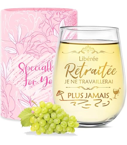 Coffret Verres à Vin + Sous-Verres Rondeaux – Thème Retraite – Idée Cadeau Amusant