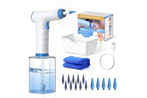 Ear Wax Removal Kit, XaYis Ear Cleaner, Electric Ear Wax Remover with 4 Quad-Stream Tips, Ear Irrigation with 10 Replaceable Tips, Ear Syringe Kit Tools for Ear Clean, Cerumen Control for Home Use