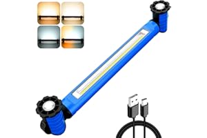 ‎MEIHUA MEIHUA Arbeitsleuchte 3000LM 3 Helligkeiten 2700K 4000K 6500K LED Werkstattlampe Mit Magnet und Haken LED Akku Strahler Wiederaufladbare Baustrahler Camping, Garage, Baustelle, Werkstatt, Notfall