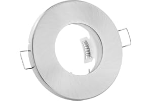 ‎LINOVUM linovum Feuchtraum Einbaustrahler Rahmen flach IP65 für Bad, Dusche mit Wasserschutz - Gebürstet rund inkl. GU10 Fassung