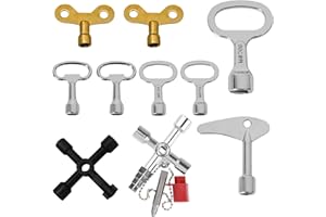 QHSXMQ 10 Stück Universalschlüssel Wasserhahn Schlüssel, 4-Wege Service-Kreuz Schlüssel, Vierkantschlüssel Steckschlüsse und Dreieck Schlüssel Dornschlüssel, für Wasserzähler,Stromzähler,Heizkörper