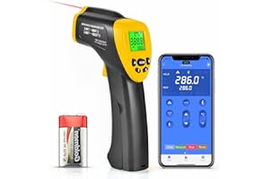 Thermomètre Infrarouge Bluetooth Numérique （-58°F-1022°F）,INFURIDER YF-980D-APP Thermomètre Laser Sans Contact,12:1 Mesurer la Température IR à Lecture Instantanée pour Cuisson/Four/Industriel