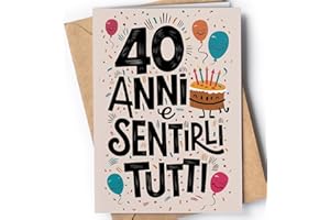 GREETING CARDS FOR EVERYONE Biglietto Auguri 40 Anni Uomo, Donna - Regalo Donna, Uomo - Biglietti Auguiri Divertente Figlia, Figlio, Nipote, Per Lui, Lei - Regali Ragazza, Ragazzo - 40 Anni e Sentirli - EU 64