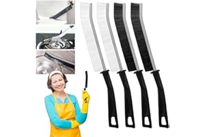 Vizgifin Gap Cleaning Brush,4Pcs Crevice Cleaning Brush,Hard Bristle Crevice Cleaning Brush,Long Handle Thin Cleaning Brush for Tiny Window Door Track Bathroom Home Kitchen Tile (White+Black)