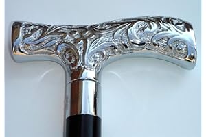 NAUTICAL REPLICA HUB Bastone da passeggio in legno con manico in argento, stile vintage