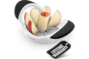 ZULAY KITCHEN Zulay - Cortador de manzana de 8 hojas de fácil agarre con cuchillas de acero inoxidable, herramienta de corte y cortador de manzana de uso rápido que ahorra tiempo y esfuerzo (negro y blanco)