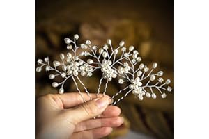 Wodasi 3 Pezzi Fermagli Capelli Sposa, Forcine per Capelli Sposa, Accessori Capelli Sposa, Forcine per Capelli Perle Sposa Forcine Fermagli per Capelli con Strass Cristalli Perni di Capelli Nuziali