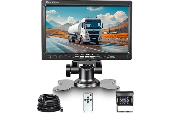 Caméra de Recul Kit Système pour Voiture Hodozzy, Moniteur LCD 7 Pouces TFT 12V - 24V + IP68 Étanche Vision Nocturne Caméra de Recul pour Bus/remorque/fourgonnette/Camion/Camping-Car