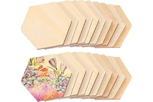 Yitobici - Plaques de bois hexagonales naturelles, 20 pièces de 10 cm, pour artisanat, pyrogravure, peinture et décorations suspendues