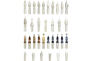 Gullor Lot de 33 pointes pour stylo à plume de bande dessinée, pointes de calligraphie assorties, différentes tailles et formes, 33 plumes dans une boîte