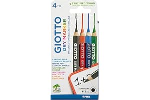 GIOTTO Dry Marker - Boîte de 4 crayons effaçables à sec pour ardoises et tableaux blancs