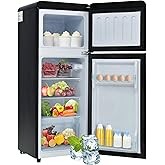Oslghy Mini Fridge 92L, Small Fridge with Freezer (28L+64L), Combi Fridge with LED, 105.5x41x45.5 cm Non-Frost Fridge with 2