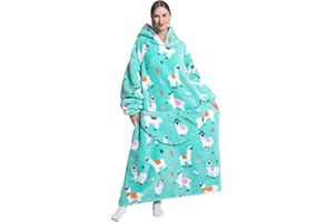 Luojida Sweats à Capuche Femme Homme Pull Plaid avec Manche Longue TV Couverture a Capuche en Peluche Doux Epaisse Chaud avec Grande Poche Frontale Cadeau Idée Noël Halloween Voyage Géant à Capuche