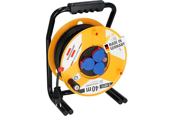 Brennenstuhl Professional Brobusta IP44 kabelvinda för kommersiell användning/byggarbetsplats, 40 m - specialplast (byggarbetsplats och utomhusbruk, Made in Germany)