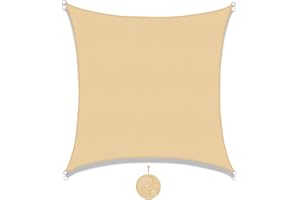 SUNNY GUARD Żagiel przeciwsłoneczny kwadratowy 2x2m wodoszczelny ochrona przed, ochrona przed promieniowaniem UV, na balkon, taras, do ogrodu,Piaskowy