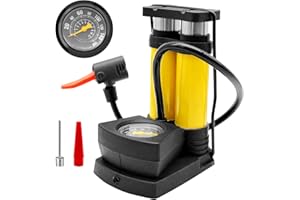 MRITRIT Pompka rowerowa z manometrem, pompka stojąca do roweru z manometrem 160 psi, mini i przenośna, podwójna głowica do wszystkich zaworów, nadaje się do rowerów, piłek, kółek do pływania i materacy