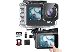 XTU Action Camera 4K30FPS 20MP with 64GB Micro SD Card WiFi 40M Waterproof Underwater Camera, Super Smooth Stabilisation 4.0 Cam with Touch Screen, Voice Control,170 Degree Wide Angle, Accessories Kit