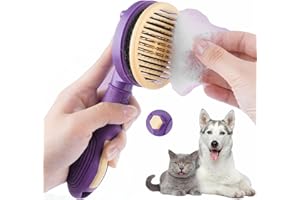 CUESVAP Katzenbürste Hundebürste, Hunde und Katzen Bürste für Langhaar und Kurzhaar, Selbstreinigung Tierhaarbürste für Entfernung der Unterwolle, Flauschiges Fell und Massage