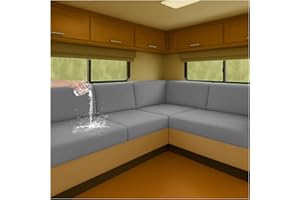 ‎NNSMUN NNSMUN Stretch Bezüge für Wohnwagenpolster wasserdichte rutschfeste Sitzbezüge mit Kordelzug, Elastische Sofa Sitzkissenbezüge für Wohnmobil, Caravan, Innenbereich (Hellgrau,L 95-130cm,W 40-65cm)