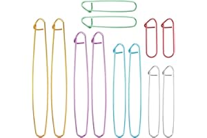 SLIVERDEW 12 Stück Stricken Maschenhalter Set 6 Größen Garn Stichhalter Häkelnadeln Maschenmarkierer zum Kabelnadeln und Gobelin-Nadeln Praktische Strickwerkzeuge für Decken Schals Strickprojekte