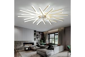 LJX 100cm Lampadario Ventilatore con Telecomando Moderno Ventilatore da Soffitto con 20 Luci Silenzioso Estate Inverno Modalità Dimmerabile Reversibile DC Plafoniera con Ventilatore, Oro