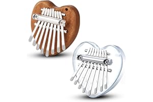 EVERJOYS Confezione da 2 mini pianoforte Kalimba, 8 tasti, in legno massello portatile e acrilico, per bambini e adulti, regalo musicale tascabile per principianti con catena