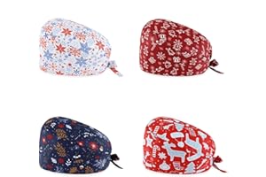 LIAOPUFUS 4 PCS Set Chapeaux de Travail Elastic Réglable Imprimé Coton Bonnet Chapeaux Turban Unisex Cotton avec Bandeau Absorbant