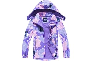 NATUST Girls Fleece Lined Raincoat Boys Waterproof Jackets