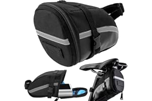 Verk Group Borsa da bicicletta impermeabile sotto la sella – Custodia multifunzione con chiusura regolabile, colore nero