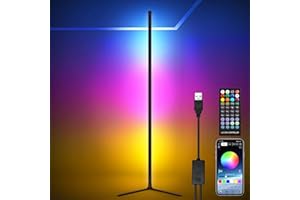 WEICHIDA LED Floor Lamp RGB Corner Floor Lamp Modern Standing Lamp 61.5'' with APP/Remote/Music Sync/DIY Mode/16 Million Colour Changing Smart Mood Lighting for Living Room Bedroom