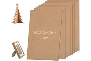 TIKPLUS A4 MDF Wood Board 2mm Thick, 8Pcs 30x21cm Crafts Hardboard Sheets，Chipboard for Art, Painting Board, Fiberboard Medium Density, Drawing Blocks for Laser Engraving, Decor, Modelling