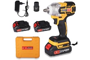 STARQ Heavy Duty 21V Cordless Impact Wrench with 2 Batteries | 2 Variable Speed | Build-In LED Lights | Forward & ReverseSwitch | Yellow