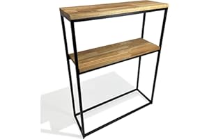 ‎FLEXISTYLE FLEXISTYLE Konsolentisch schwarz Metall Holz Eiche Industrial LOFT Design (60x80x20 Zwei Regale)