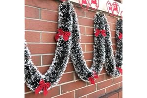 GEMINI_MALLL Gemini_mall Christmas Decorations, 2M Christmas Garland for Stairs Fireplaces Christmas Garland Decoration Xmas Festive Wreath Garland with Bow Red