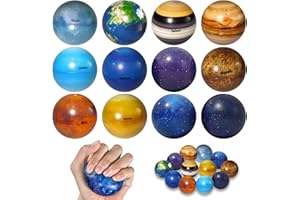 KOIROI Bolas de Estrés del Sistema Solar, 12 Unidades, para Niños y Adultos - Juguetes Antiestrés y Antiansiedad - Alivio de la Relajación