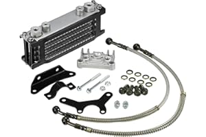 X AUTOHAUX 1 Set Black Engine Oil Cooler Standard Cooling Radiator Kit Universal for Dirt Bike Pit Bike Monkey Bike ATV Quad 50CC-160CC Engines
