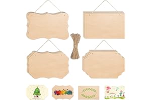 GKZB Cartello In Legno Bianco Targa Vuota In Legno Segno Di Legno Non Finito 12pcs Cartelli In Legno Da Appendere Per Dipingere Pirografia, Scrivere, Fai Da Te, Decorazioni Natalizie