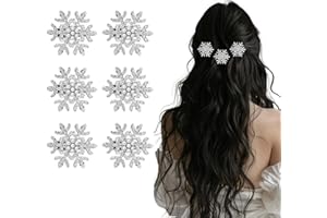 IHLOOTD Schneeflocken Haarschmuck, 6 Stück Weihnachten Schneeflocken Haarspange Strasssteine Weihnachts Kopfschmuck Christmas Hair Accessories für Damen Mädchen,Weihnachtsgeschenke, Geburtstagsgeschenk (A)
