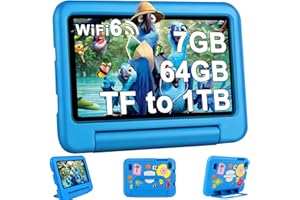 OANGCC 2025 Tablet per Bambini 7 Pollici Andriod 13 , 7GB RAM+64GB ROM (TF 1TB), WiFi 6 BT 5.0, Octa-Core, GMS Certificated | Controllo Parentale | Doppia Fotocamera | GPS | Tablet con Custodia EVA - Blu