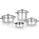 MONIX Optima | Battery 7 pieces, 18/10 stainless steel | Suitable for all types of cookers and induction: 20 cm saucepan 20 a