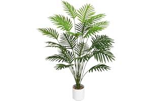 Tuocal 28" Artificial Plant Areca Palm Tree Fake Palm Tree in Pot Tall Faux Plant for Outdoor Indoor Home Garden Office Decoration
