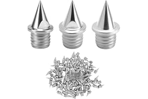 QWORK® 50Pcs 1/4 Inch Track Spikes Steel Replacement Running Spikes with Spike Wrench for Sports Shoes Track and Field Sports (Silver)