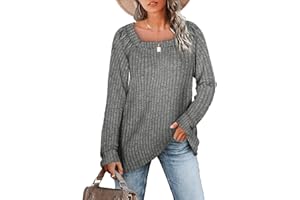 Aokosor Sweatshirts for Women Lightweight Jumpers Ladies Crewneck Long Sleeve Tops Pleated Tunic