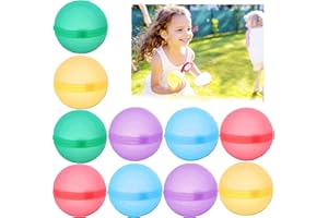 PTBWS 10 Piezas Globos de Agua Reutilizables, Globos de Agua Llenado Rapido,Bolas Bombas Agua de Silicona,para Exteriores, Piscina, Playa y Fiestas Acuáticas