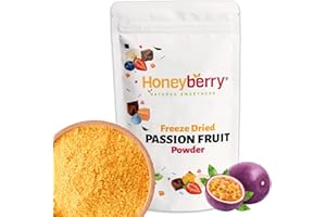 HONEYBERRY Poudre de Fruit de la Passion Lyophilisée 100g - Poudre de Fruits Lyophilisée - Poudre de Maracuja Déshydratée pour Pâtisserie, Smoothies, Yaourts - Poudre de Fruit de la Passion à l’Arôme Naturel