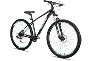ROCKSHARK Hiland Bicicleta de Montaña 29 Pulgadas 16 Velocidades, Bicicleta con Freno de Disco Hidráulico y Horquilla de Suspensión Lock-out, Bike Negro/Azul/Verde
