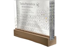 EDUCIENCE Tabla Periódica en Español Grande con Elementos Reales (21x16x4) - Póster Tabla de los Elementos con Resina Transparente en Castellano - Regalo Química alumnos, profesores, aulas científico (12-XL2)