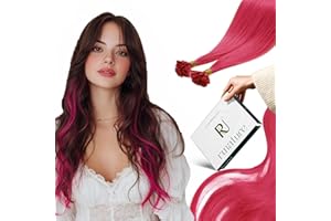 ‎RUNATURE RUNATURE Bonding Extensions Echthaar Rosa 40cm Extensions Echthaar Bondings Heiß Pink Echte Haare Keratin Echthaar Extensions Bondings Glatt Menschliches Haar 25 Strähne 20g #Hot Pink