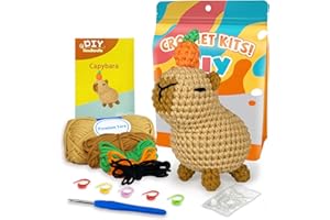 Jeslon Crochet Kits for Beginners Kids - Crochet Starter Kit for Beginners with Friendly Yarn and Step-by-Step Video Tutorial, Gift for Kids (15+) and Adults - Brown Capybara
