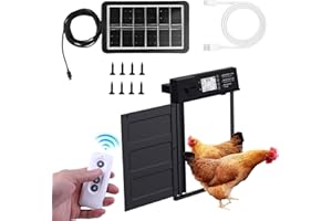 CISSIYOG Automatic Aluminium Chicken Coop Door, Automatic Chicken Coop Door Solar Powered with LCD Display/Timer/Light Sensor/Remote Control, Anti-Pinch Design, Ideal for All Chicken Coops